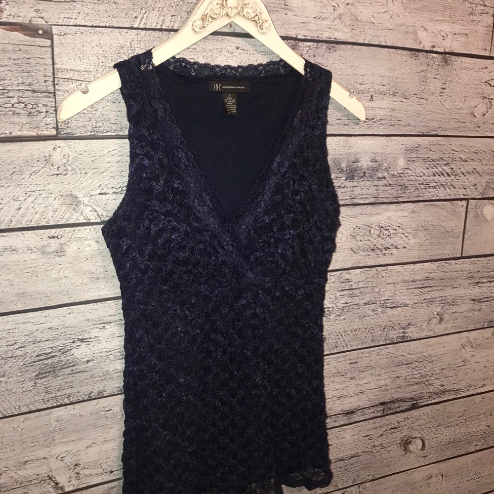 Navy lace dress tank top